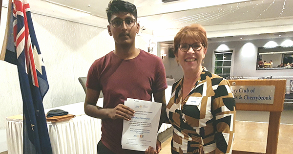 Harishan Ramananthan following his attendance at the summer Rotary Youth Program of Enrichment (RYPEN). RYPEN is a flagship program aimed at providing teenagers aged 14-16 (ideally a student in year 9 or 10) with opportunities to develop