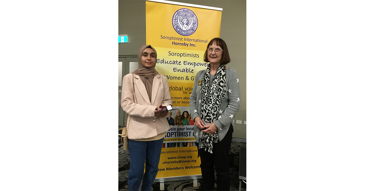 Soroptimist International of Hornsby Awards Scholarship to Afghan Refuge