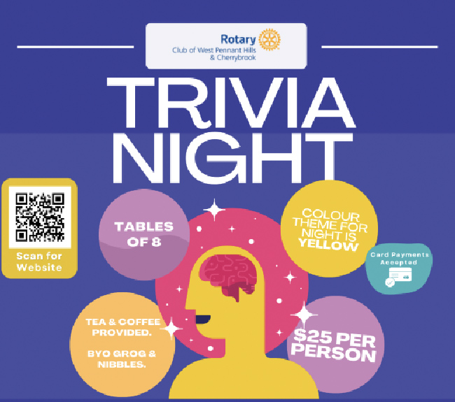 Rotary Club of West Pennant Hills & Cherrybrook: Trivia Night 2025