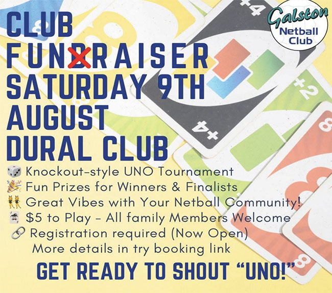 Galston Netball Club UNO Funraiser
